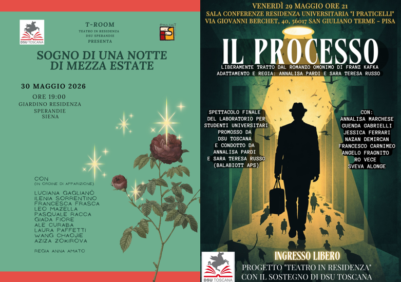 Teatro in Residenza: spettacoli gratuiti a Pisa e Siena